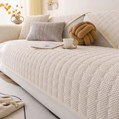 Cosy Quilted Grid Corduroy Thickened Anti-Slip Sofa Cover