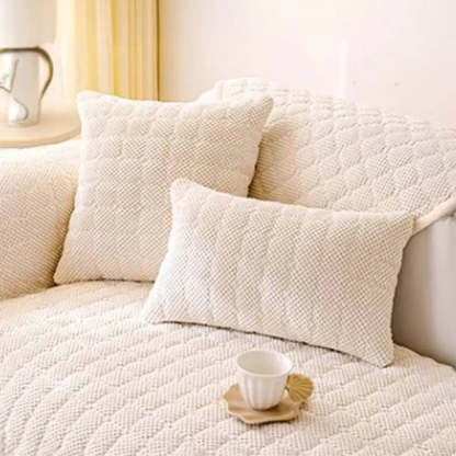Cosy Quilted Grid Corduroy Thickened Anti-Slip Sofa Cover