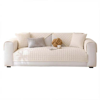 Cosy Quilted Grid Corduroy Thickened Anti-Slip Sofa Cover