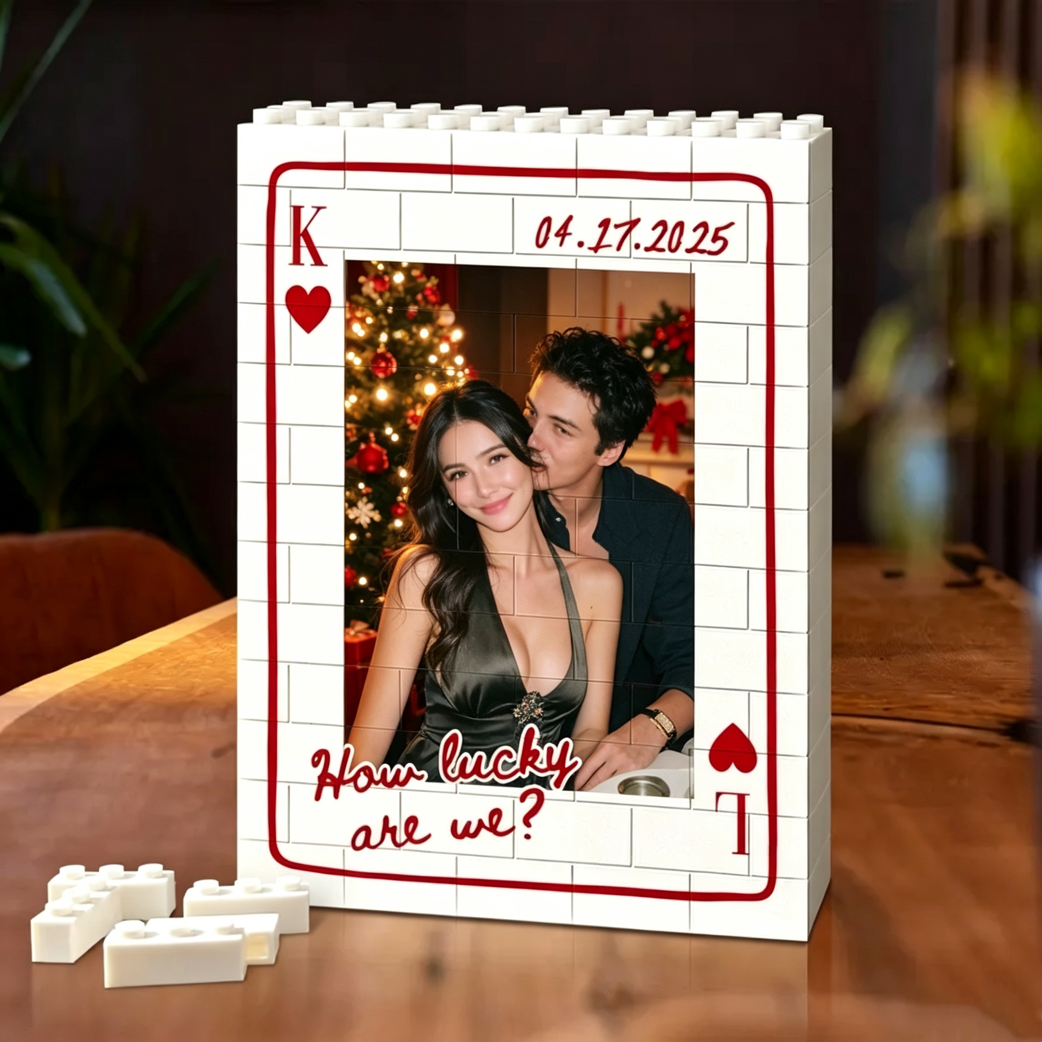 Custom Photo Brick Puzzle Frame – Build Your Love Story, Personalized Couple Gift for Christmas