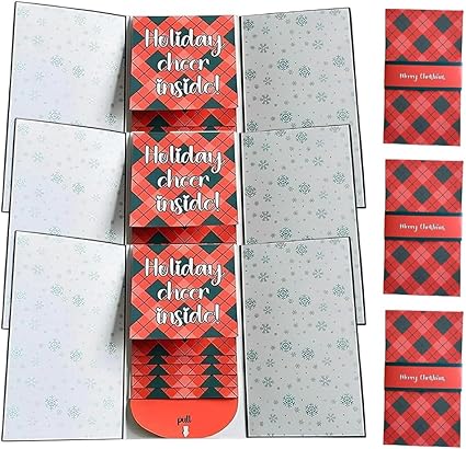 Handmade Waterfall Christmas Gift Card Booklet, 3Pcs Pull-Out Christmas Money Holder Envelope Booklet, Xmas Holiday Party Supplies Gifts for Family Friends
