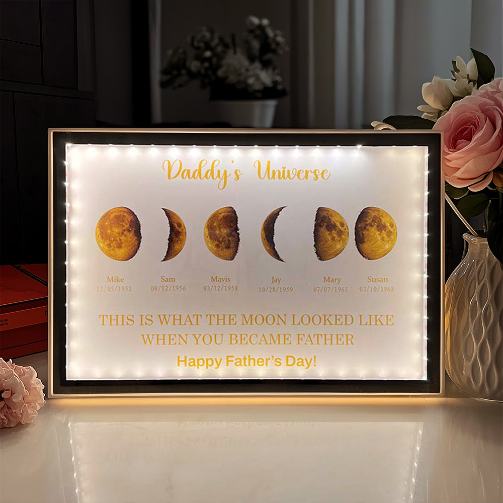 Custom Moon Phase Mirror Light Multi Moon Moon Phase Mirror Lamp Personalized Birthday Moon Father's Day Gift