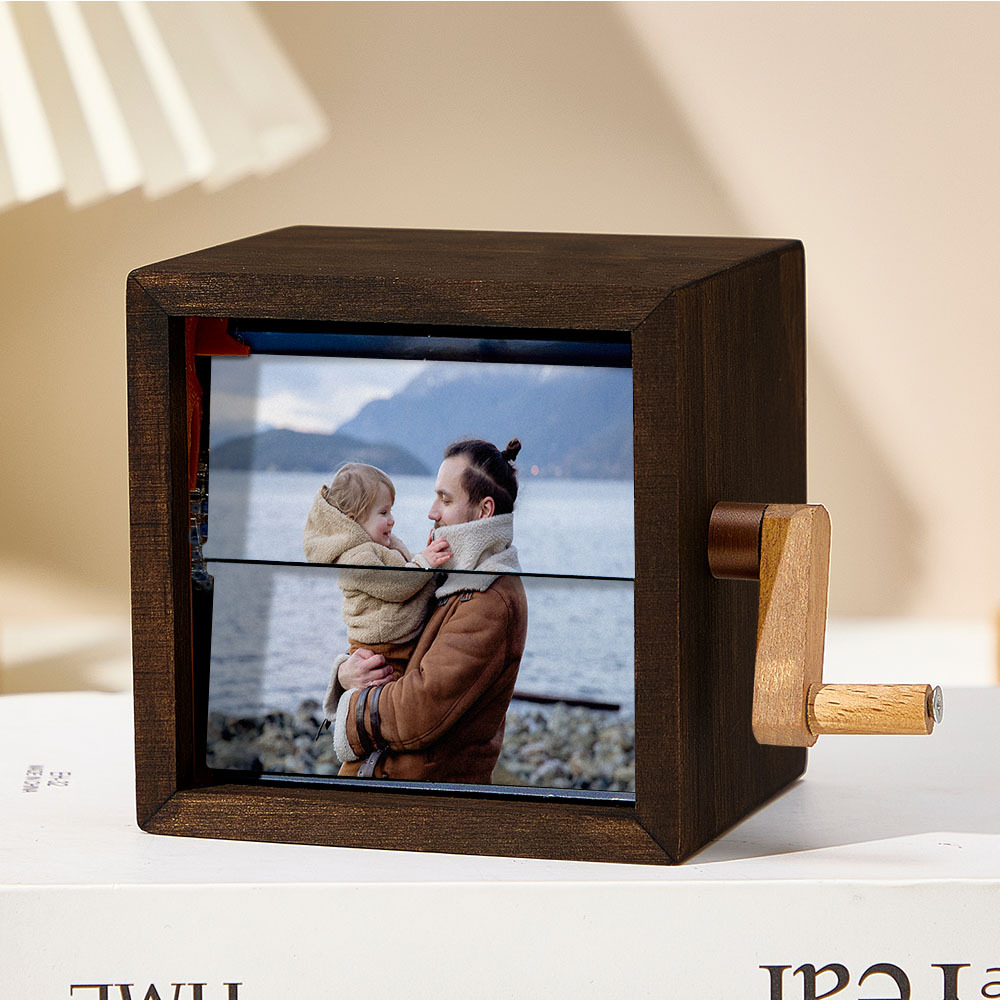 Custom To My Dad Photo Flipbook Frame Animation Machine Mechanical Hand-cranked Flipbook Box Photo Cube Frame Father's Day Gifts
