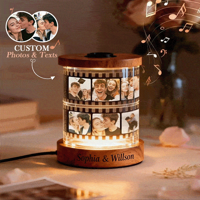 Custom Photo Film Night Light with Text Personalized Music Film Night Light with Engraving Option Perfect Valentine's Day Gift for Couple