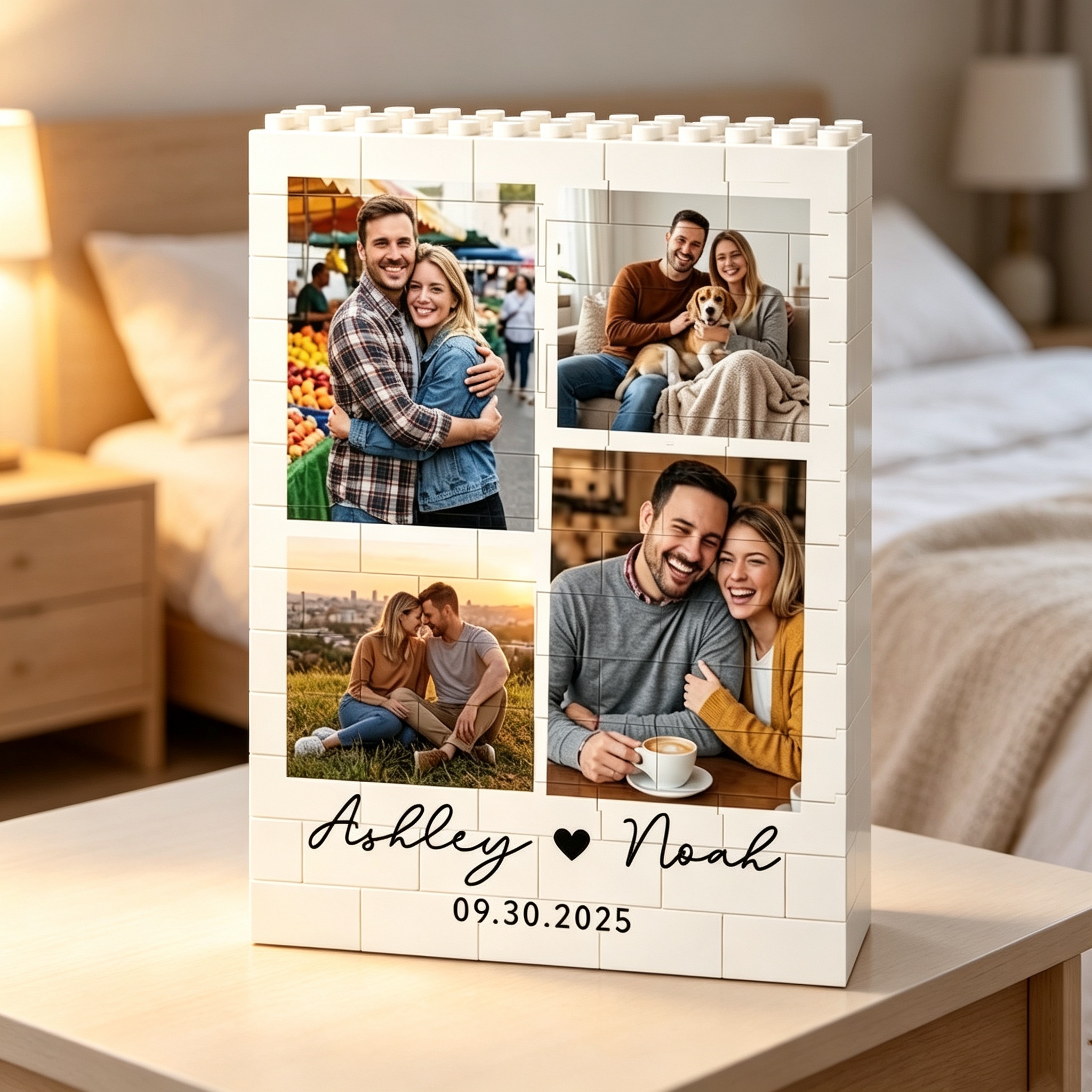 Custom Photo Brick Puzzle Frame – Build Your Love Story, Personalized Couple Gift for Christmas detail