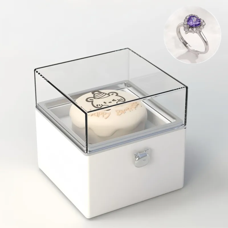 Magical Bear Cake Ring Box Surprise Gift Birthday Gift Open Adjustable Promise Ring Gift For Lover For Her