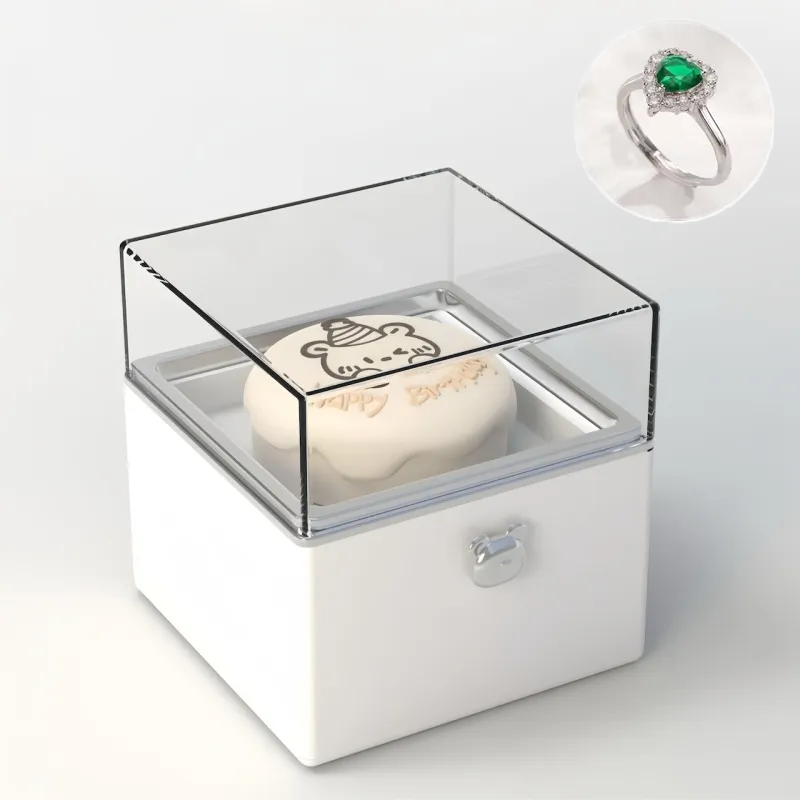 Magical Bear Cake Ring Box Surprise Gift Birthday Gift Open Adjustable Promise Ring Gift For Lover For Her