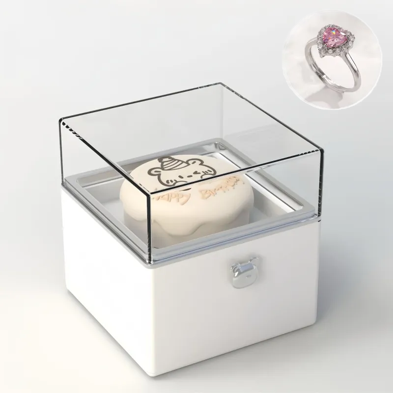 Magical Bear Cake Ring Box Surprise Gift Birthday Gift Open Adjustable Promise Ring Gift For Lover For Her