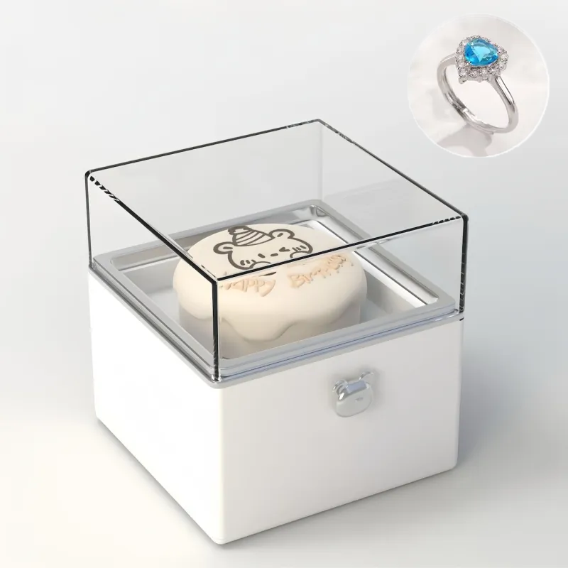 Magical Bear Cake Ring Box Surprise Gift Birthday Gift Open Adjustable Promise Ring Gift For Lover For Her