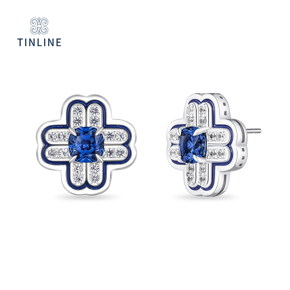 Geometric Checkerboard Stud Earrings