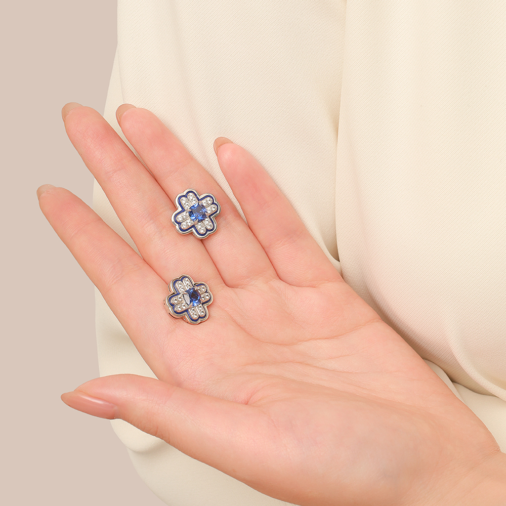 Geometric Checkerboard Stud Earrings