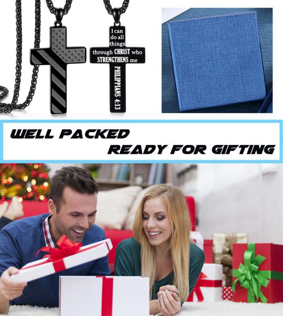 Easter Basket Stuffers for Teens, Boys Gifts Teenage Him 10-12 Year Old Ideas,Coduation Birthday Cool Boyfriend, Men Cross Necklace Chain Son Christmas Day, Pendant Fashion Necklace