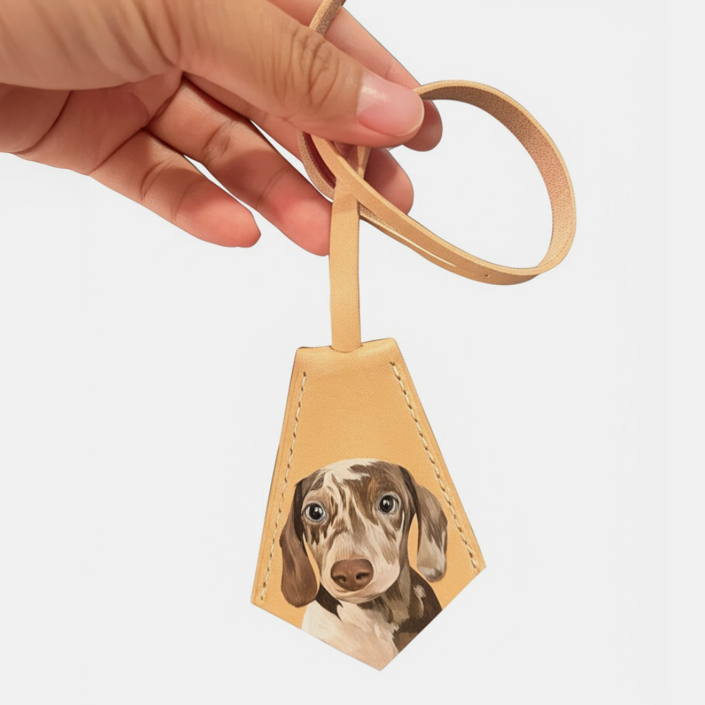 Custom Pet Photo Leather Bag Charm Tag-Unique Personalised Gift Bag Charm - Pet Portrait - Dog Memorial - Leather fashion accessories