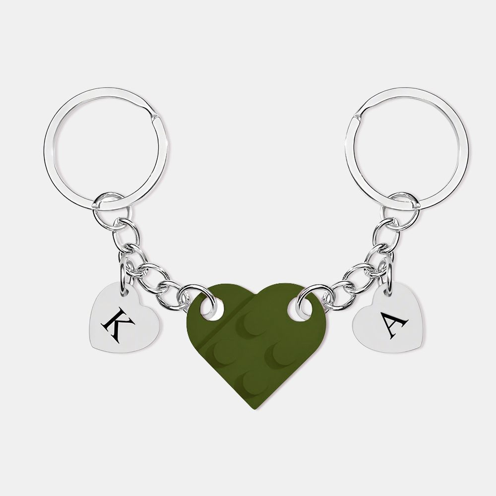Personalized Handmade Heart Bag Charm Set Custom Couple Gift for Valentine's Day/Anniversary, Custom Engraved Love Keyrings for Him & Her