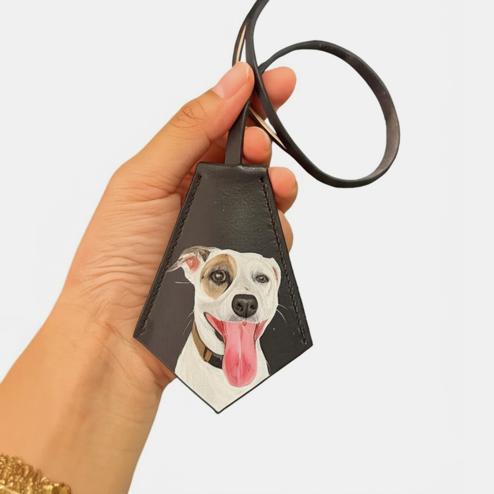 Custom Pet Photo Leather Bag Charm Tag-Unique Personalised Gift Bag Charm - Pet Portrait - Dog Memorial - Leather fashion accessories
