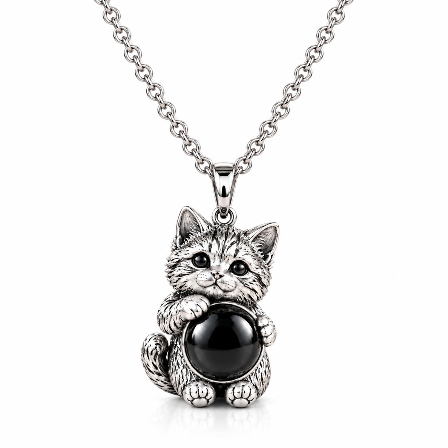 Personalized Pet Photo Projection Pendant – Custom Picture 925 Sterling Silver 3D Carved 925 Sterling Silver Pet Hugging Projection Stone