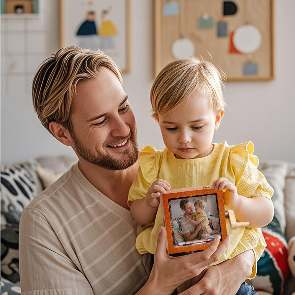 Custom To My Dad Photo Flipbook Frame Animation Machine Mechanical Hand-cranked Flipbook Box Photo Cube Frame Father's Day Gifts