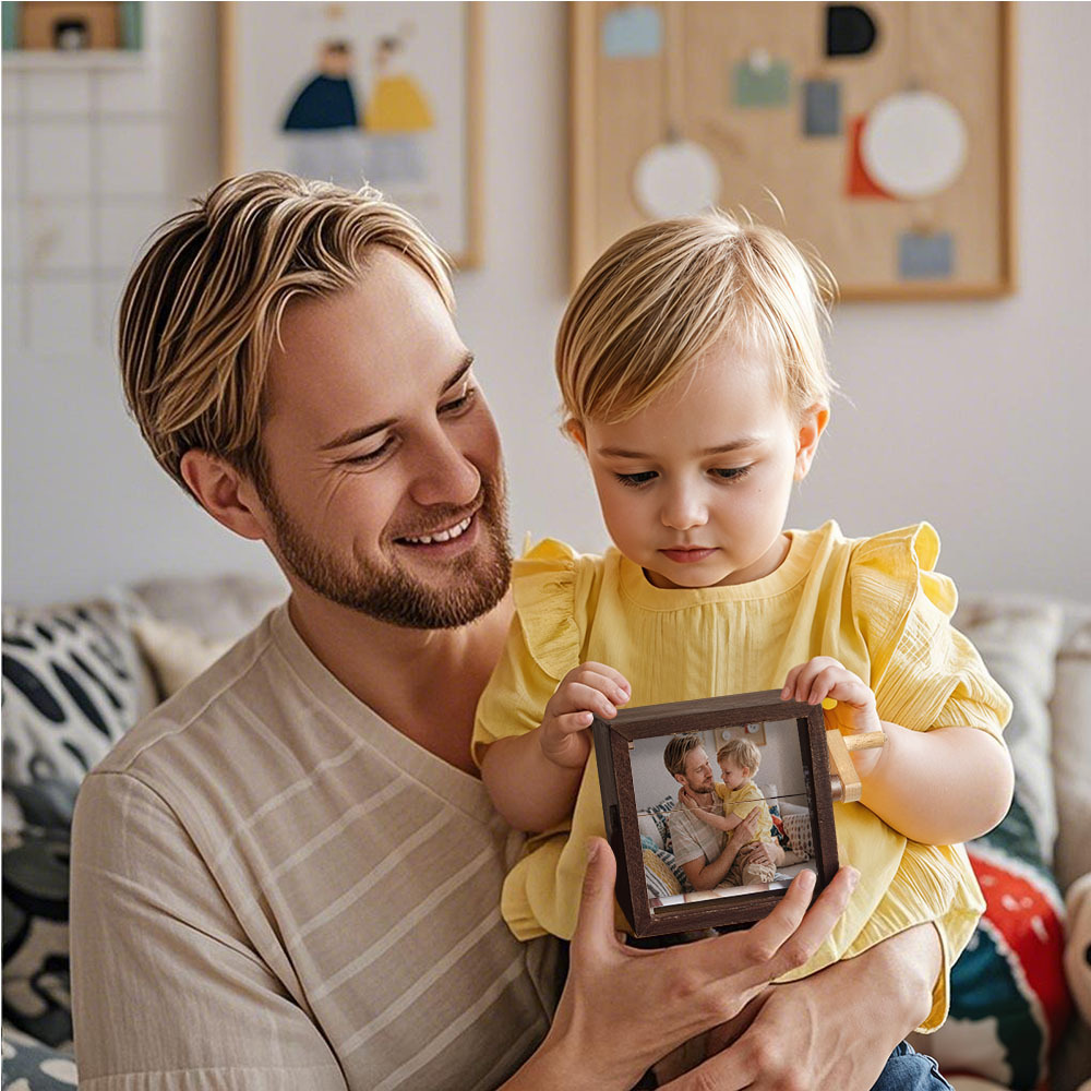 Custom To My Dad Photo Flipbook Frame Animation Machine Mechanical Hand-cranked Flipbook Box Photo Cube Frame Father's Day Gifts
