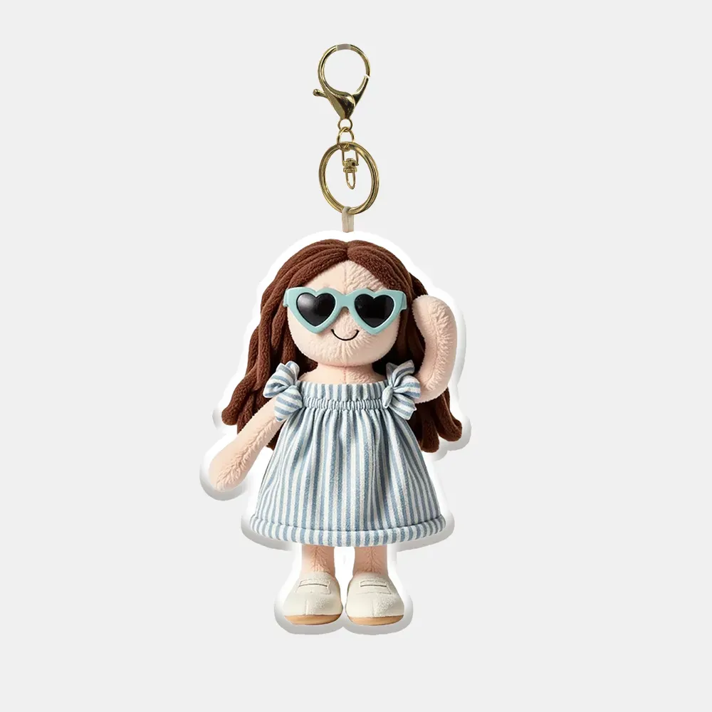 Personalized Bag Charm Photo Plush Doll Keychain Mini Me Plush Keychain Birthday Gifts