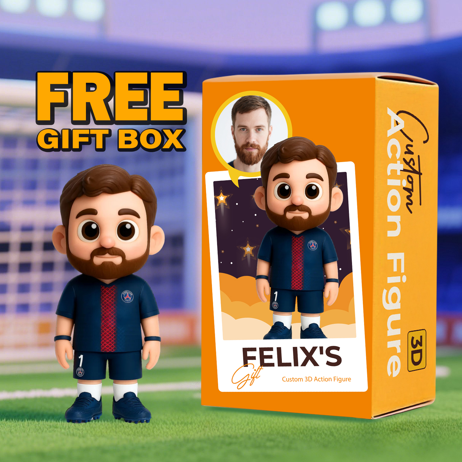 Personalized Ligue 1 Player Statue 3D Printed Soccer Fan Gift