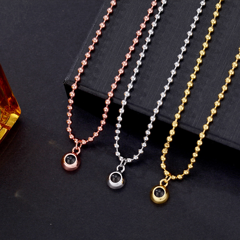 Personalized Ball Shot Photo Necklace Projection Gem Necklace Anniversary Gifts for Her