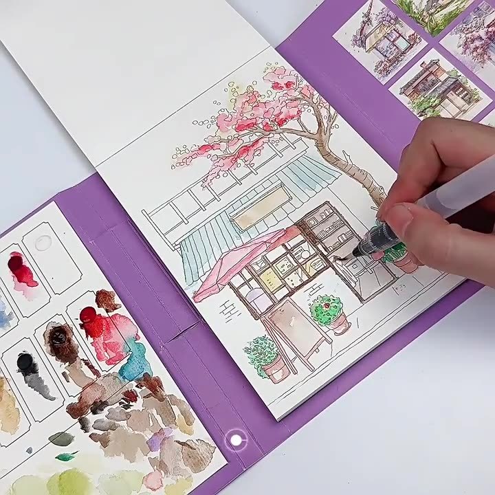 16 Sheets Watercolor Workbook Coating Book with Free Paint Set Say Goodbye to Anxiety Awaken Your Artistic Talent