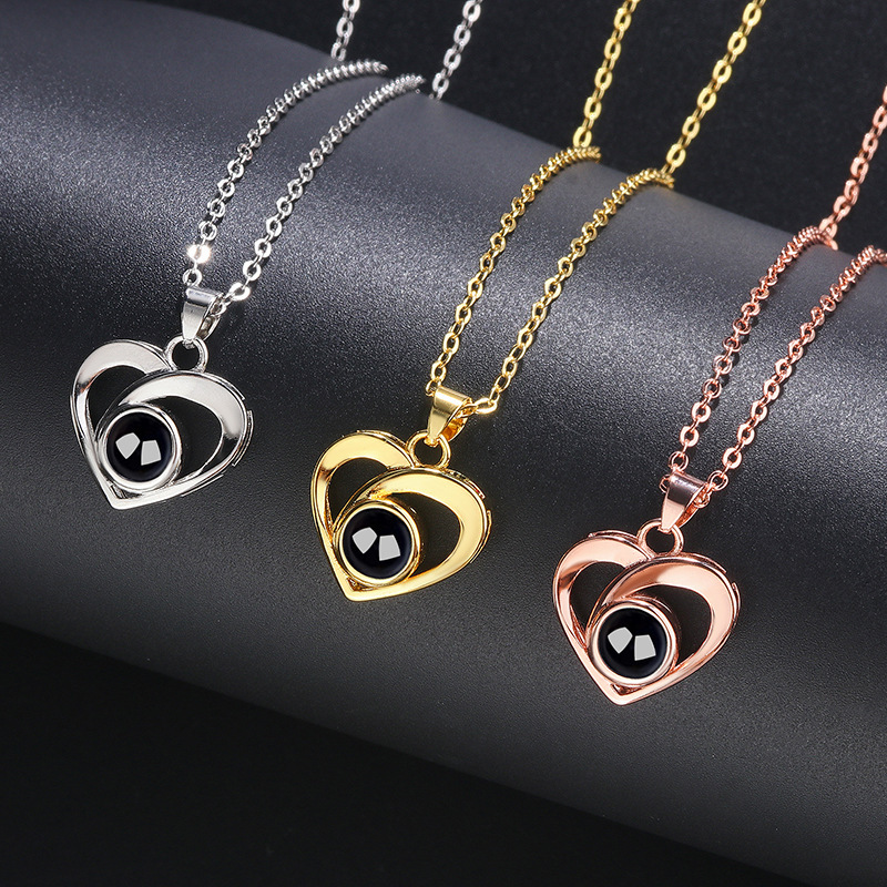Custom Photo Necklace Projection Creative Heart Shape Gifts Anniversary Gifts for Her