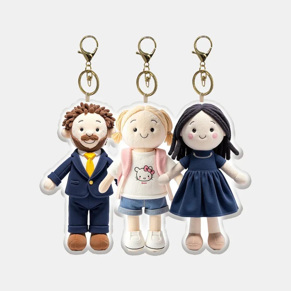 Personalized Bag Charm Photo Plush Doll Keychain Mini Me Plush Keychain Birthday Gifts