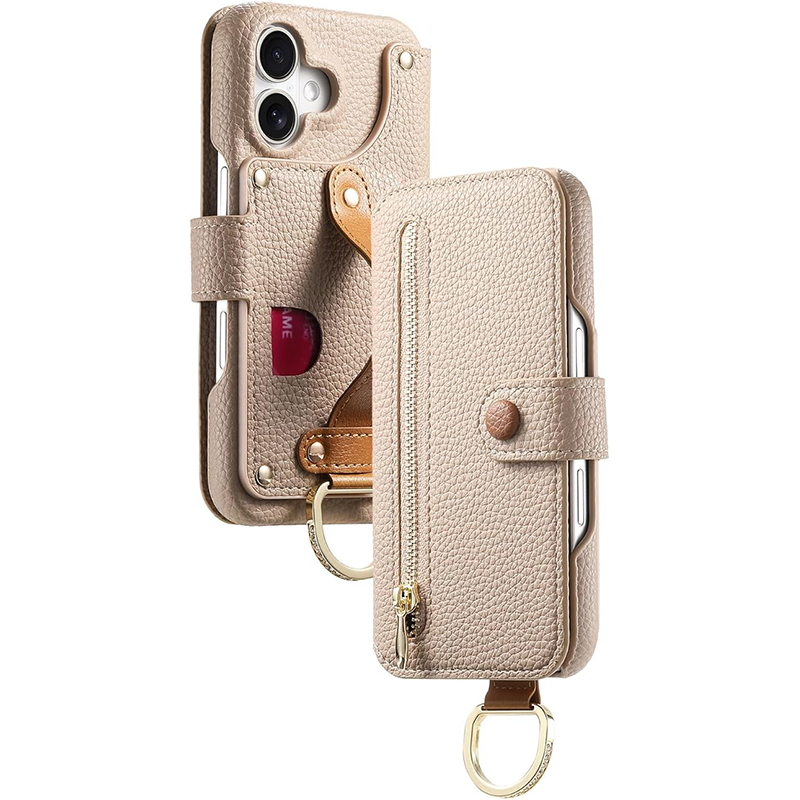 Personalized Birth Flower Name Leather Flip Wallet Phone Case with Card Holder