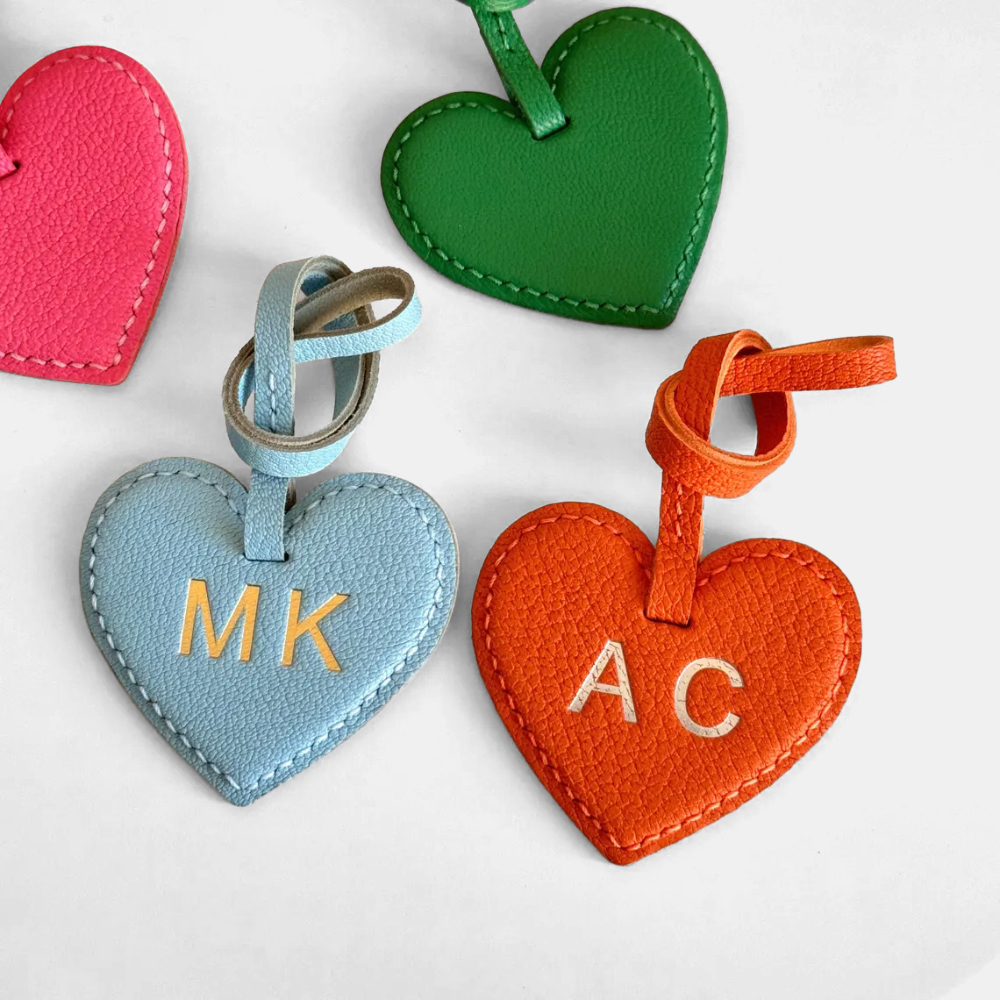 Personalized Genuine Leather Heart Bag Charm, Custom Purse Accessories, Cute Bag Charm, Gifts For Friends/Bridesmaids/Mom