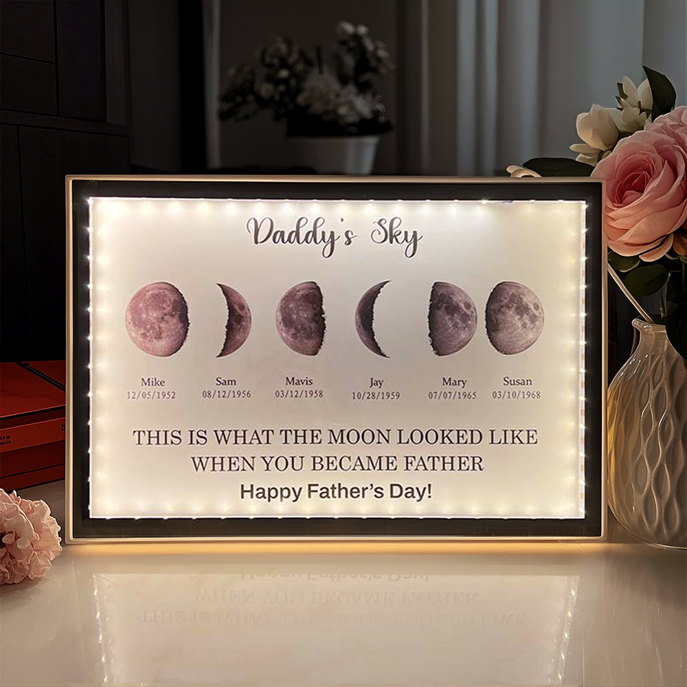Custom Moon Phase Mirror Light Multi Moon Moon Phase Mirror Lamp Personalized Birthday Moon Father's Day Gift