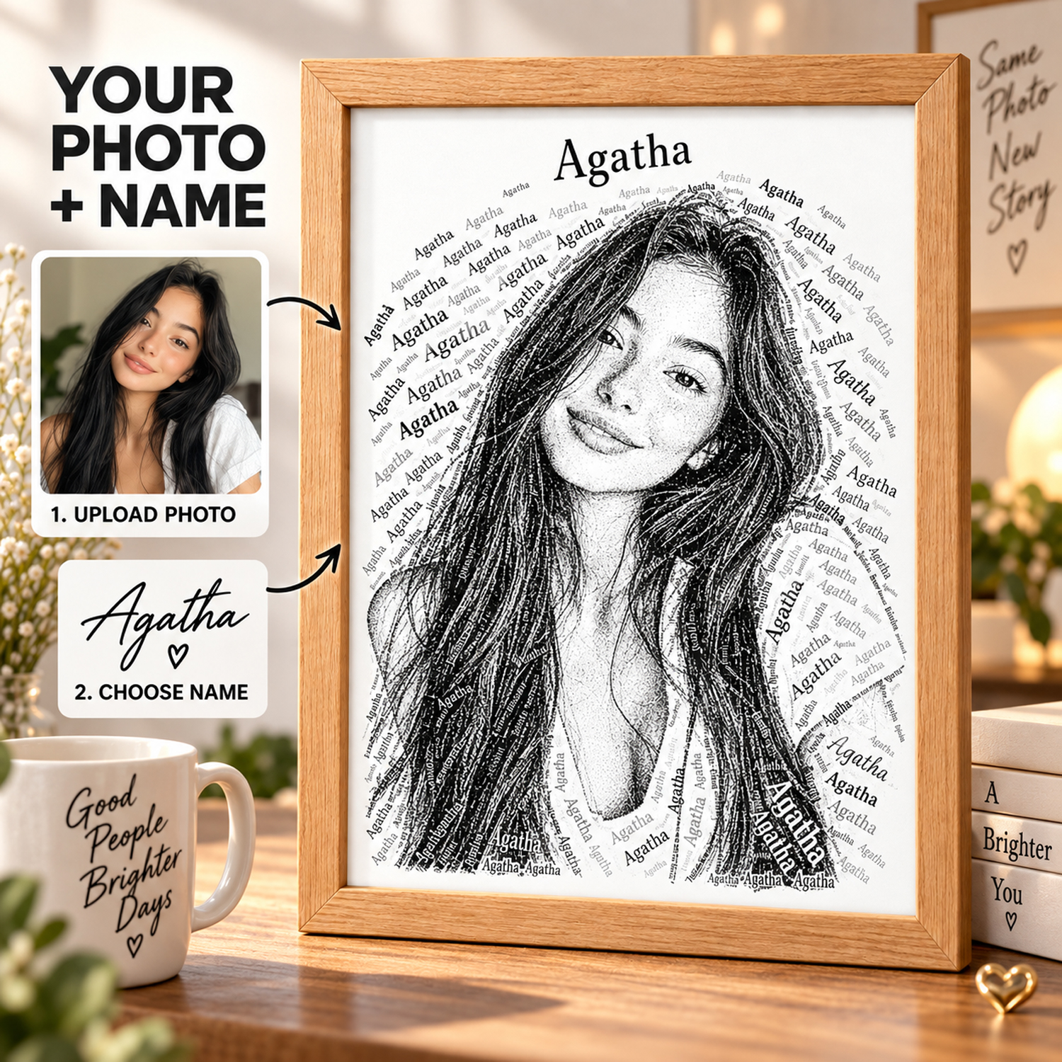 Personalized Date Stamp Portrait Frame Custom Photo Art Print With Special Date Romantic Anniversary Keepsake Gift For One You Loved
