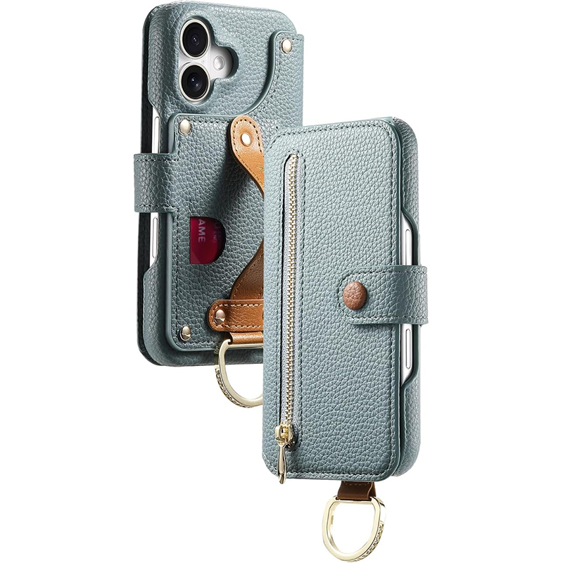 Personalized Birth Flower Name Leather Flip Wallet Phone Case with Card Holder