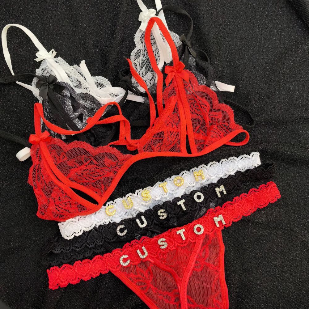 Rose Lace Underwear Set Lingerie And ThongsLace Transparent Underwear Gift For Her