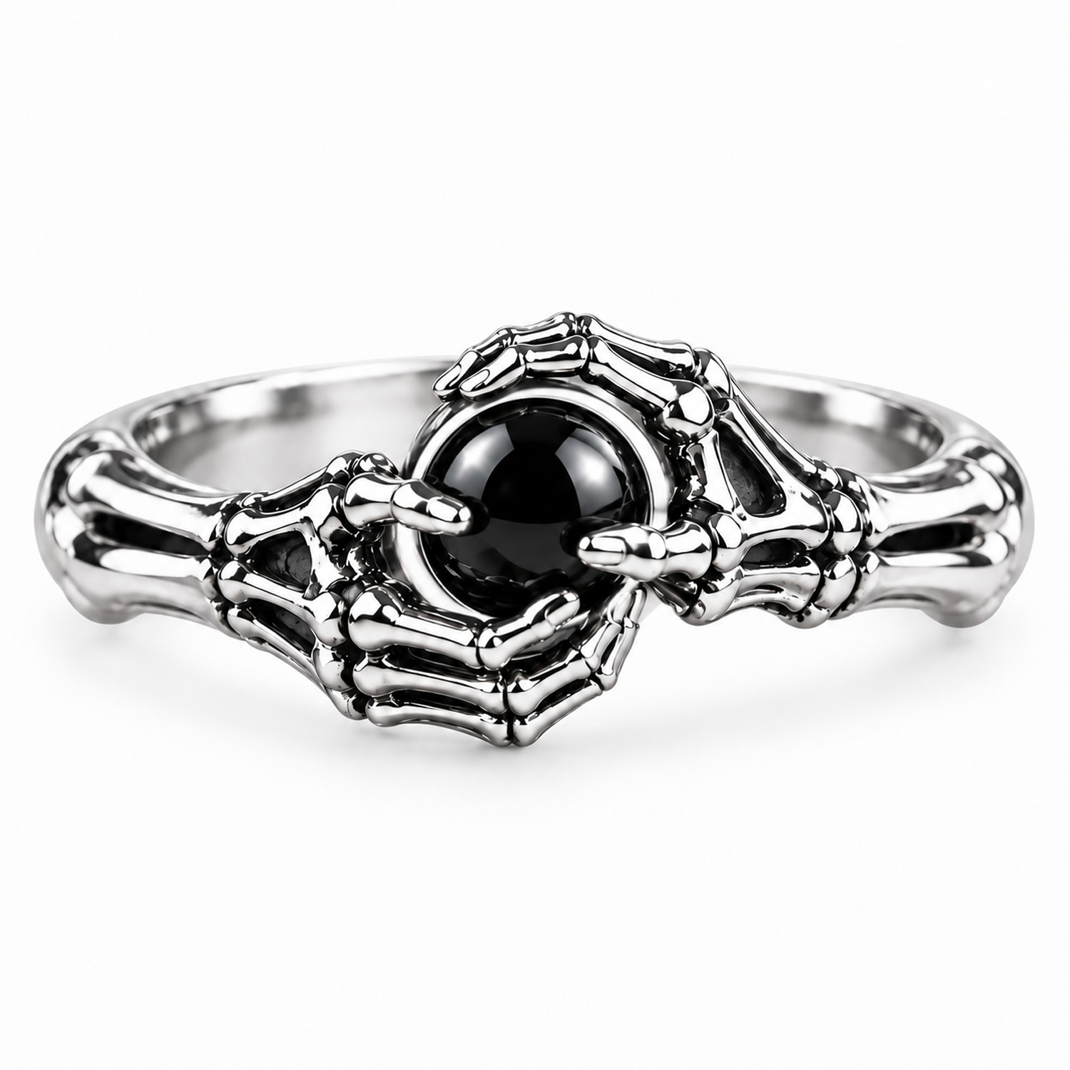 Personalized Skull Photo Projection Ring – Custom Picture 3D Carved 925 Sterling Silver Skull & Bones