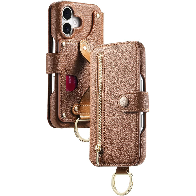 Personalized Birth Flower Name Leather Flip Wallet Phone Case with Card Holder