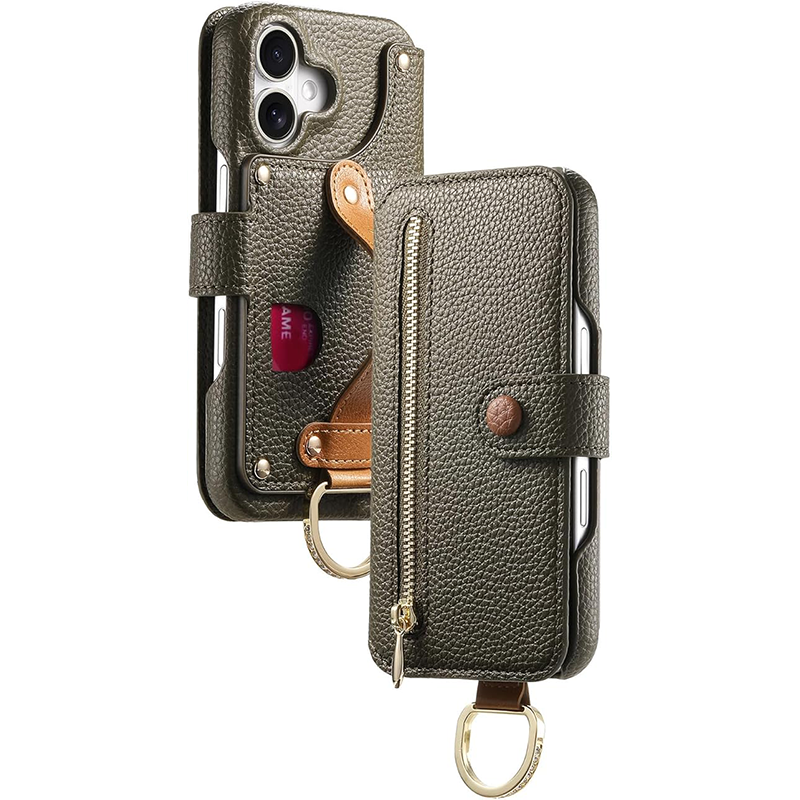 Personalized Birth Flower Name Leather Flip Wallet Phone Case with Card Holder
