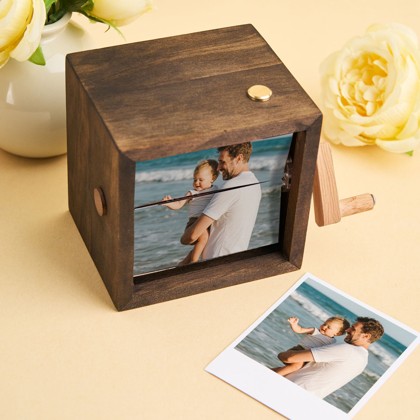 Custom To My Dad Photo Flipbook Frame Animation Machine Mechanical Hand-cranked Flipbook Box Photo Cube Frame Father's Day Gifts
