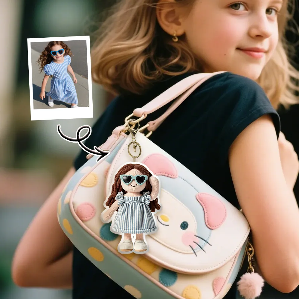 Personalized Bag Charm Photo Plush Doll Keychain Mini Me Plush Keychain Birthday Gifts