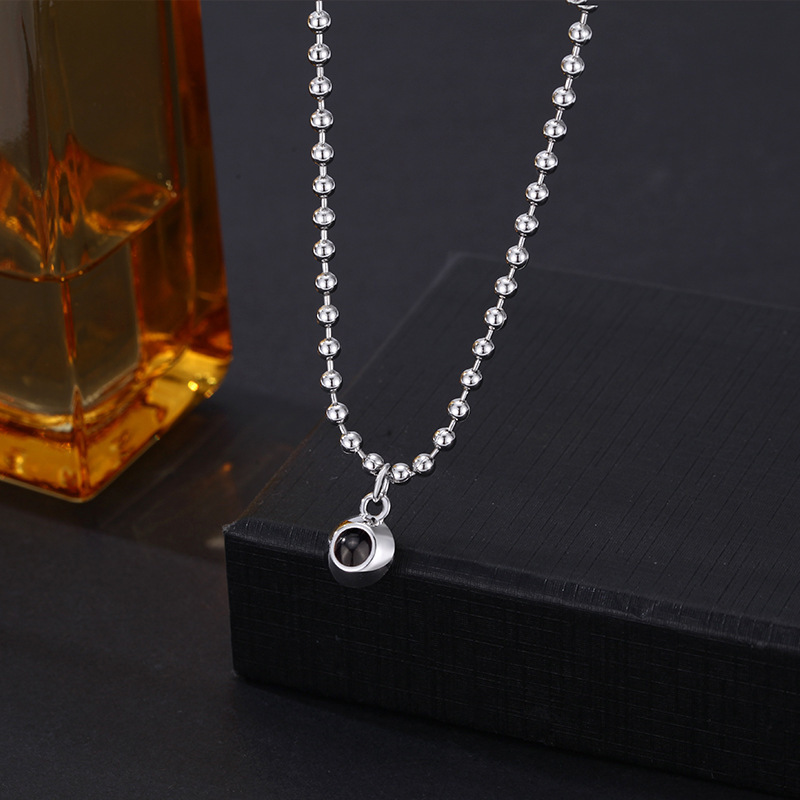 Personalized Ball Shot Photo Necklace Projection Gem Necklace Anniversary Gifts for Her