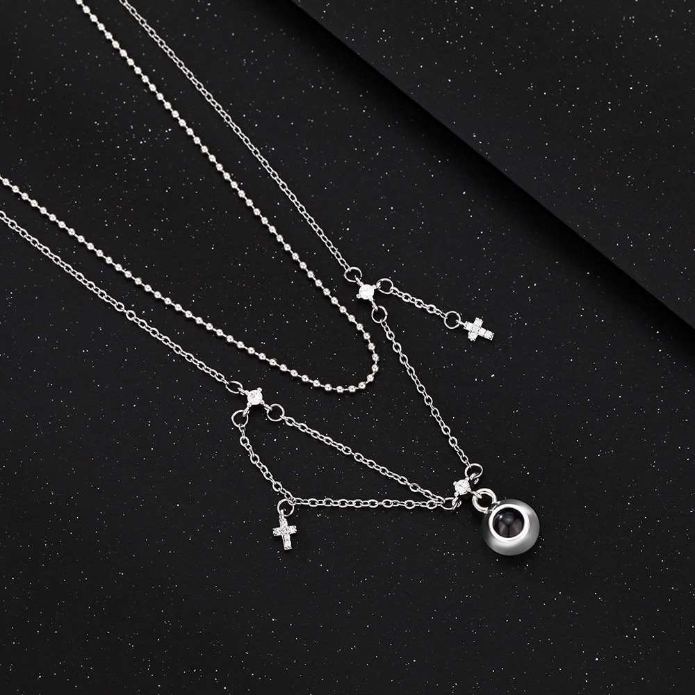 Personalized Cross Photo Necklace Projection Gem Necklace Anniversary Gifts for Her