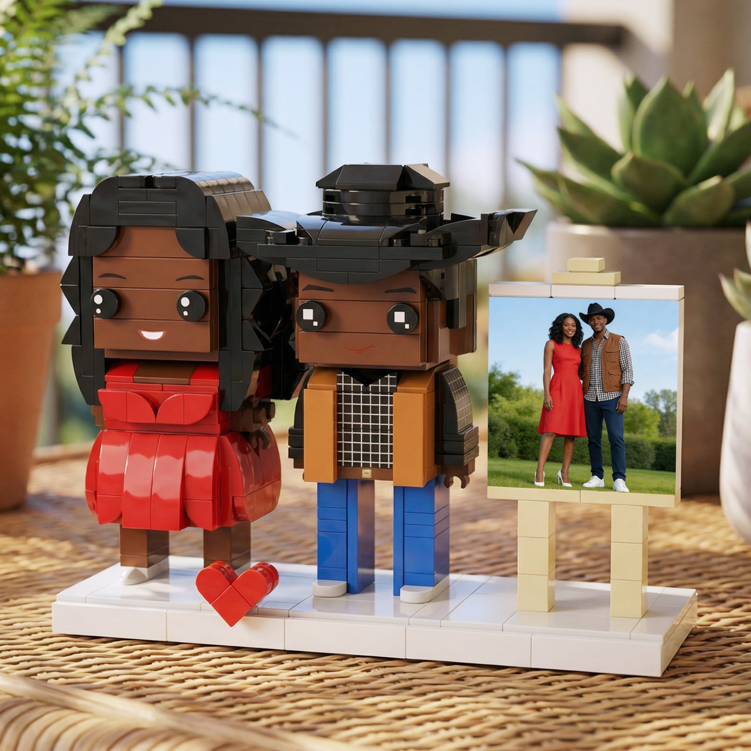 Customizable Fully Body 2 People Custom Brick Figures Denim Suit Brick Me Figures With Photo