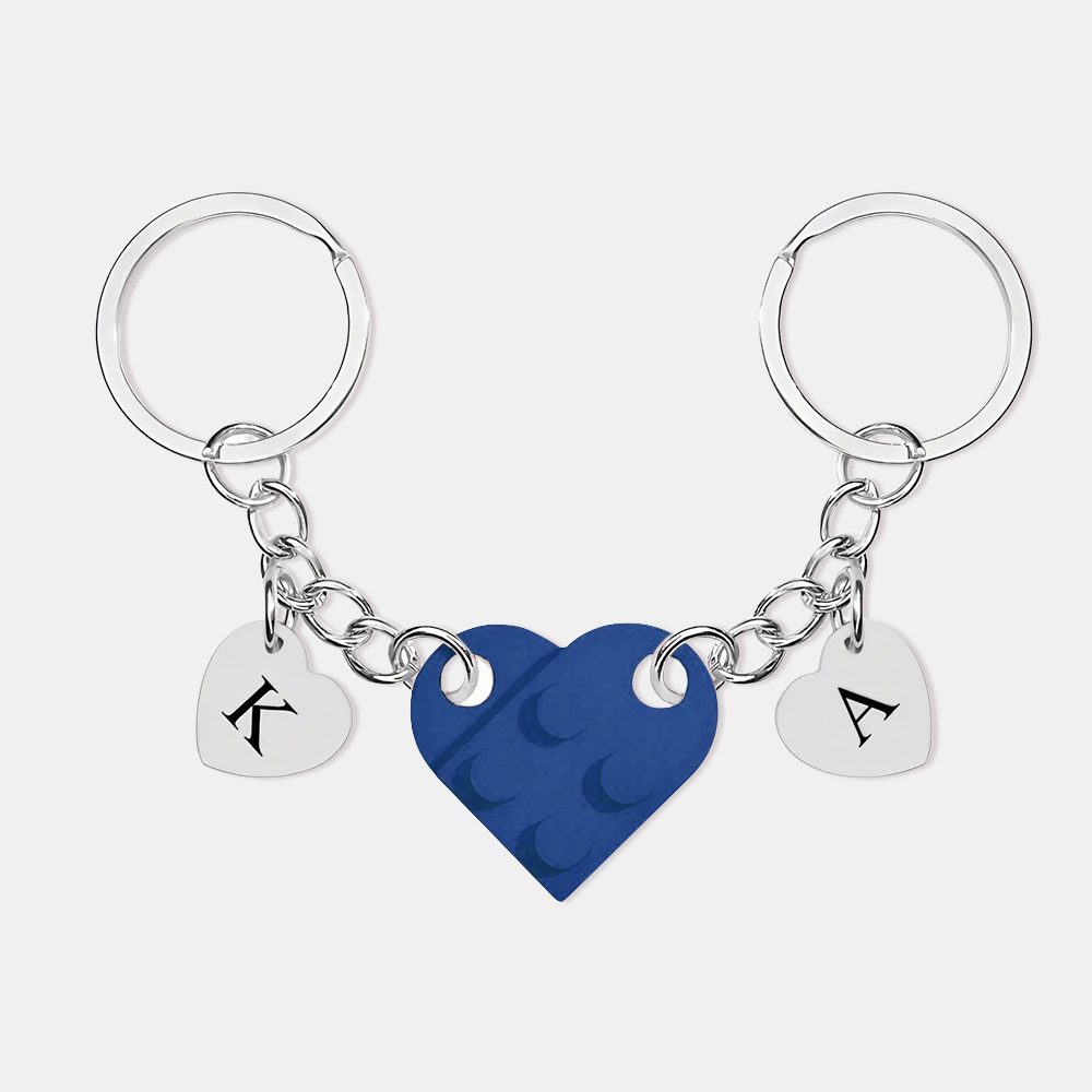 Personalized Handmade Heart Bag Charm Set Custom Couple Gift for Valentine's Day/Anniversary, Custom Engraved Love Keyrings for Him & Her