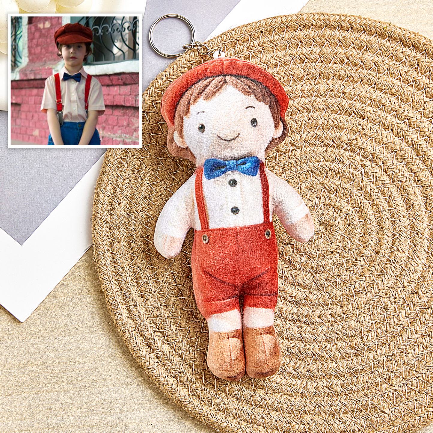 Personalized Photo Plush Doll Keychain Mini Me Plush Keychain Gifts for Kids