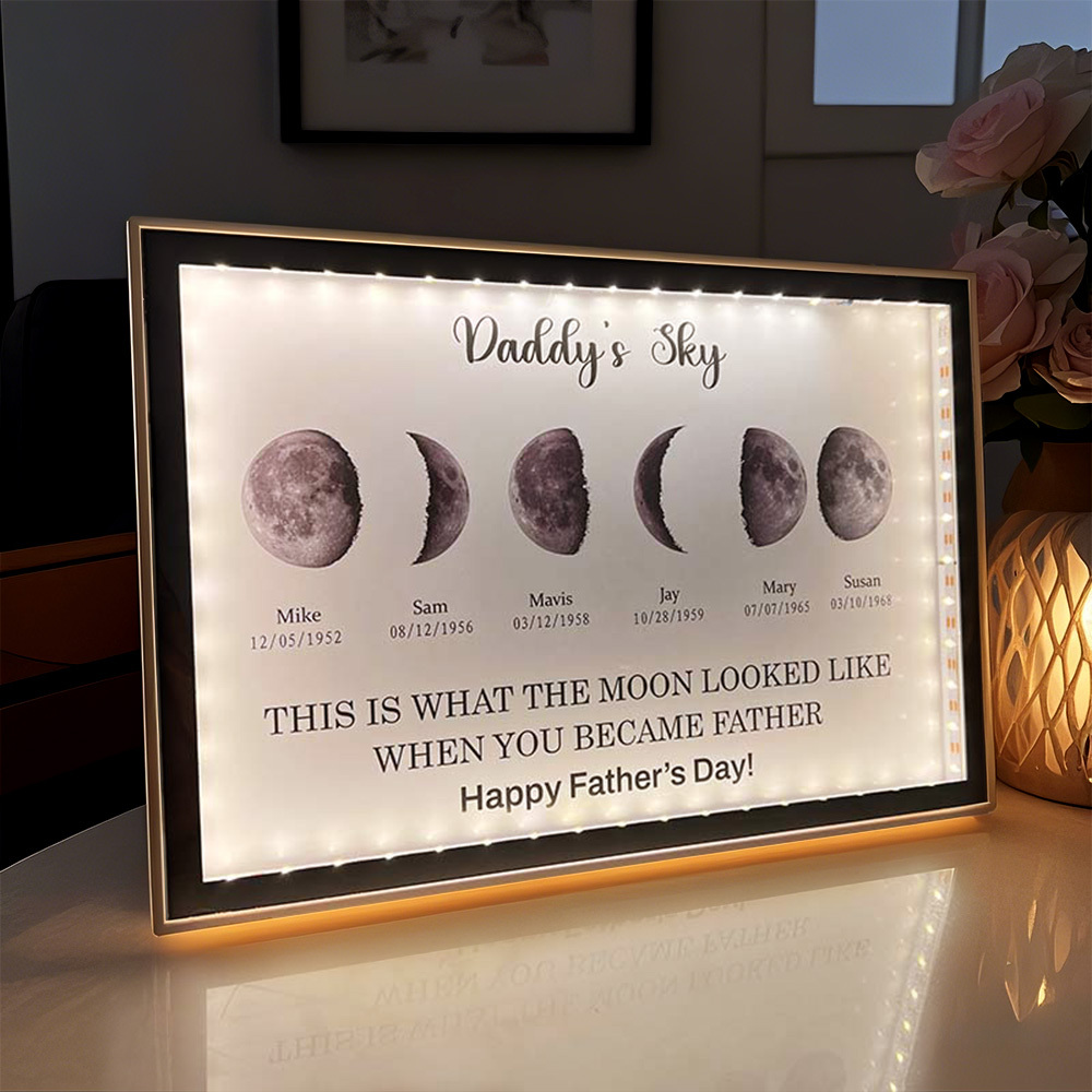 Custom Moon Phase Mirror Light Multi Moon Moon Phase Mirror Lamp Personalized Birthday Moon Father's Day Gift