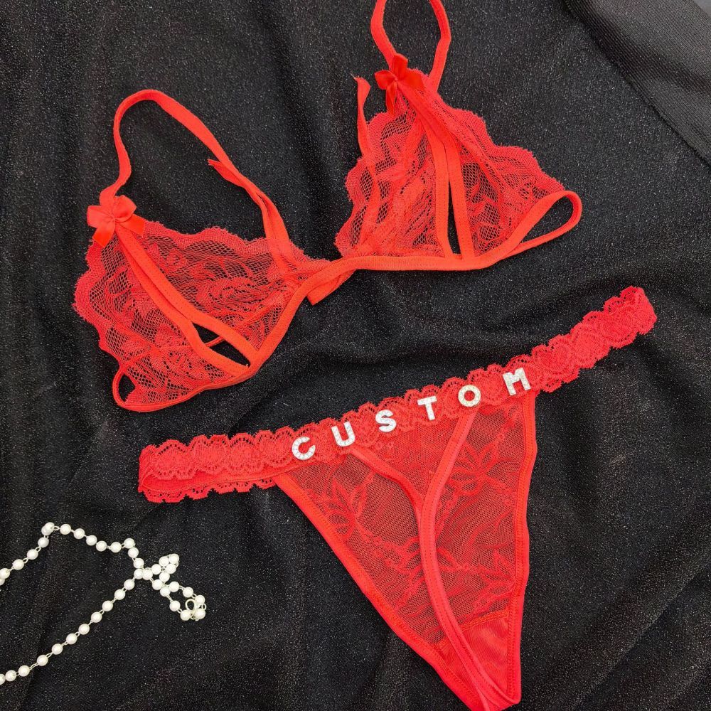 Rose Lace Underwear Set Lingerie And ThongsLace Transparent Underwear Gift For Her