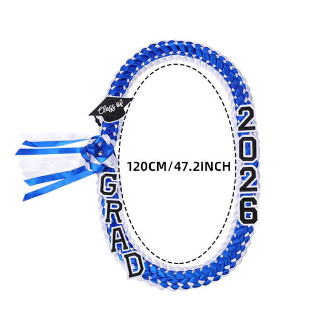 Graduation Ribbon Lei 2026, Handcrafted Double Layer Satin Graduation Sash, Class of 2026 Honor Cord, Graduation Lei Gift