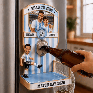 Custom Soccer Beer Opener Wall Decor – Funny Football Goal Bottle Cap Game with Custom Face, Photo & Team Colors Father’s Day Gift
