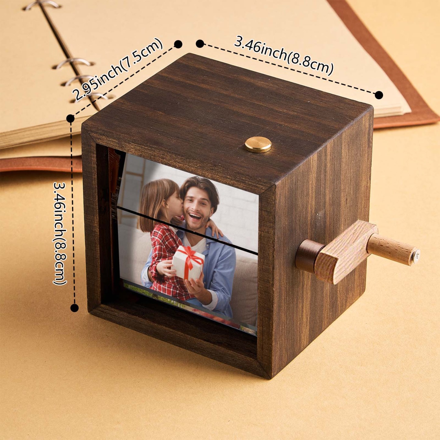 Custom To My Dad Photo Flipbook Frame Animation Machine Mechanical Hand-cranked Flipbook Box Photo Cube Frame Father's Day Gifts