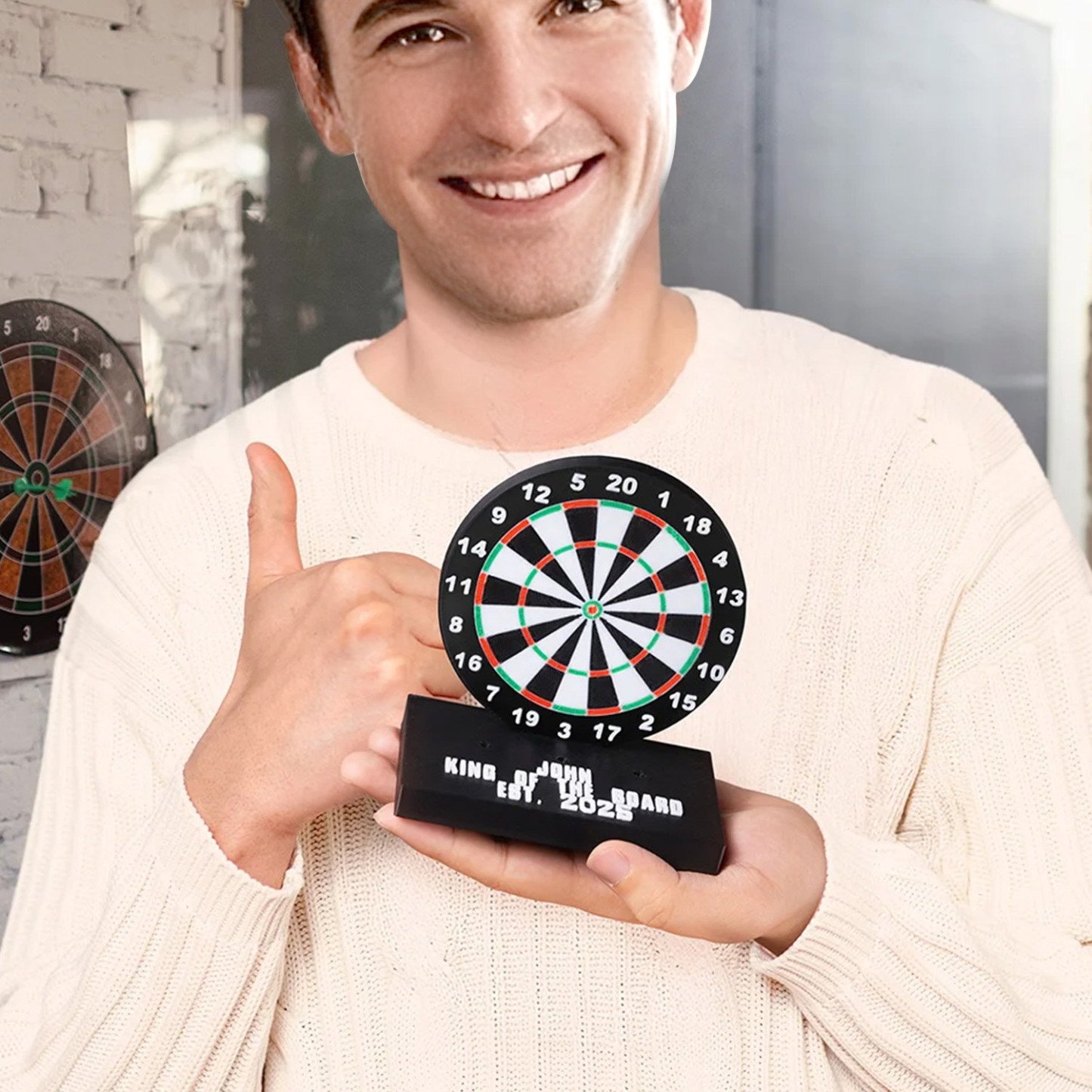 Personalized 3D Printed Dartboard Pattern Dart Holder with Text and Base for Holding 3 Darts Desk Decor Birthday Gift for Dart Lovers